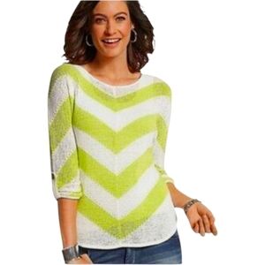 Chicos Women's Lime Chevron Sweater